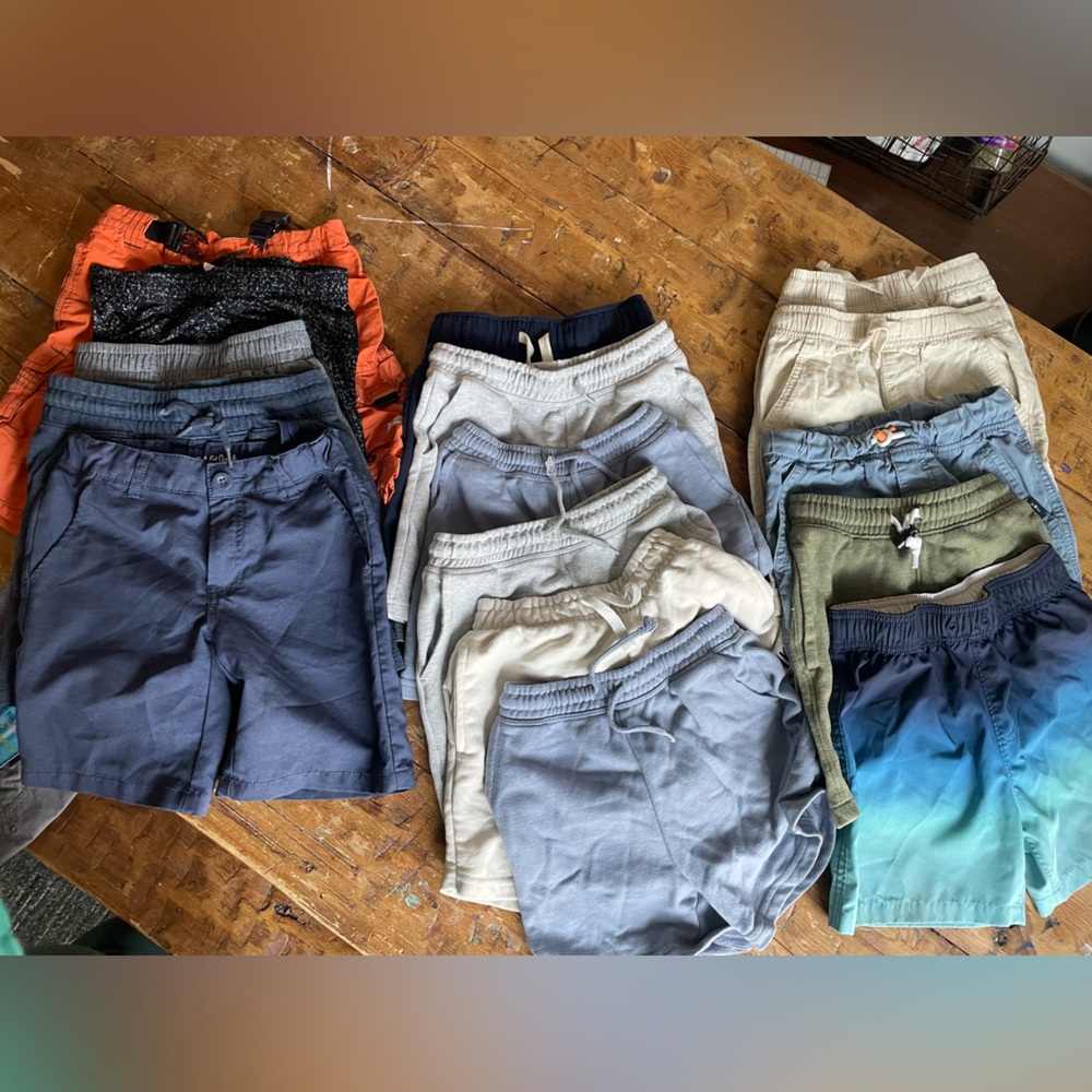 Mixed Casual Shorts Pack - Neutral & Blue Tones 16 pairs 6-8 boys